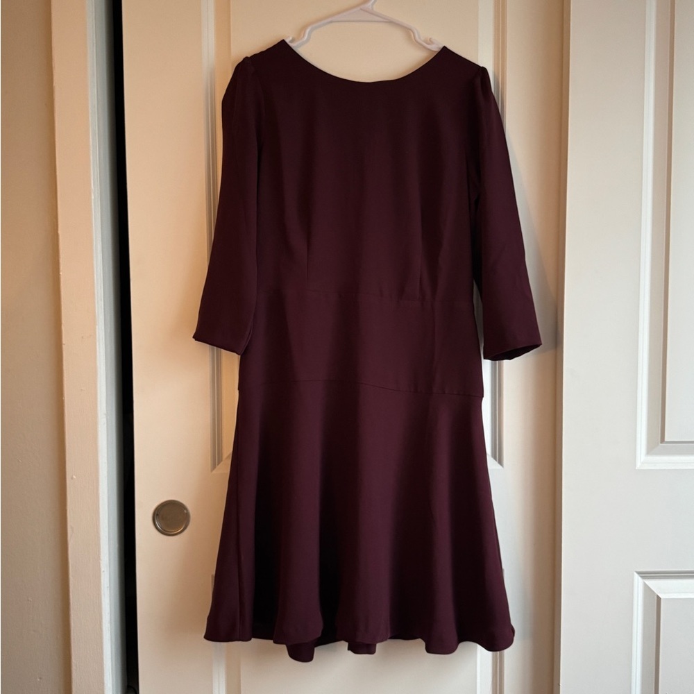 Ann Taylor burgundy dress with 3/4 sleeves, size 8 - Picture 2 of 11